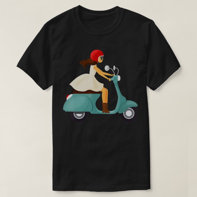 T-shirt Fille Sur Un Scooter (Design devant)