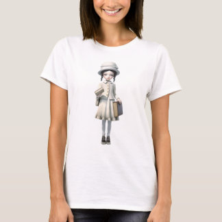 T-shirt Fille tenant des livres en robe vintage