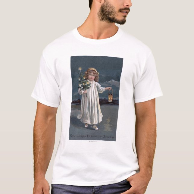 T-shirt Fille tenant l'arbre et la lanterne (Devant)