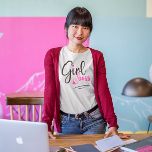 T-shirt Fille tendance Boss Coeurs de script rose noir