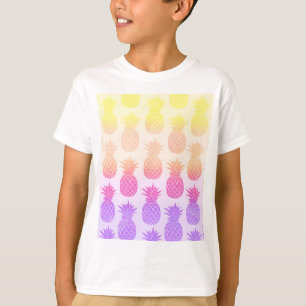 T-shirt Fille topique arc-en-ciel Motif d'ananas d'été