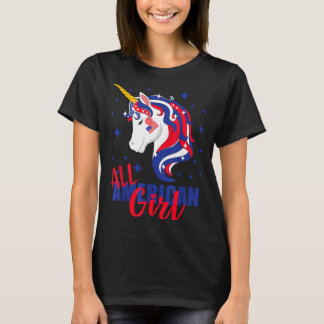 T-shirt Fille tout américaine drapeau américain 4 juillet 
