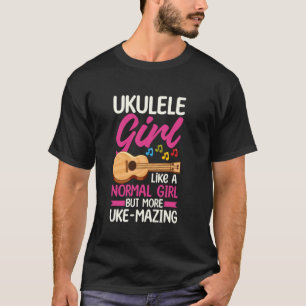 T-shirt Fille Ukulele Uke Joueuse de Ukulele Hawaïenne