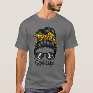 T-shirt Fille Vie Messy Bun Cheveux Funny Patineur Pom-pom