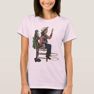 T-shirt Fille Vintage Cowgirl Se regardant dans un miroir