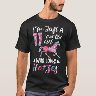T-shirt filles 11e Anniversaire Cheval pour 11 ans Filles