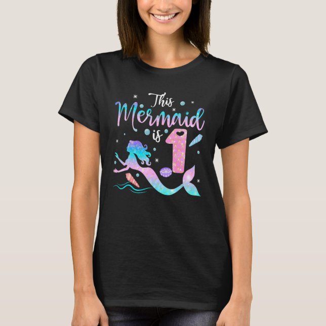 T-shirt Filles 1er Anniversaire Cette Sirène A 1 Ans Cos (Devant)
