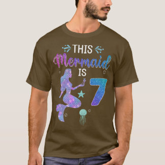 T-shirt Filles 7e anniversaire Cette sirène est 7