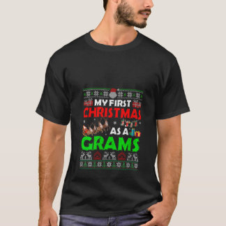 T-shirt Filles Amusantes Famille Mon 1Er Noël Comme Un Gra