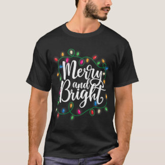 T-shirt Filles amusantes Joyeux et lumières de Noël brilla