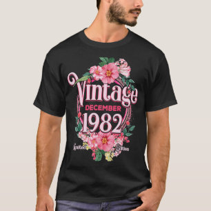 T-shirt Filles Anniversaire Né En Décembre 1982 Fleurs Bda