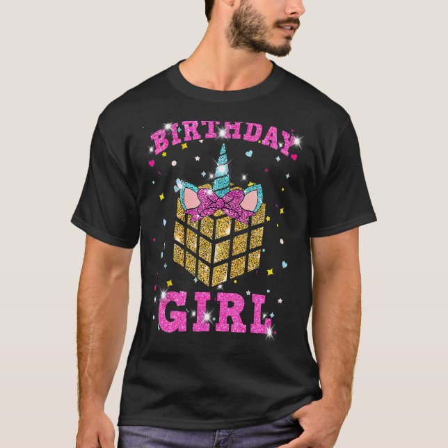 T-shirt Filles Anniversaire Vitesse Cube Math Puzzle Naiss (Devant)