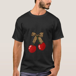 T-shirt Filles Cerises avec léopard coquette arc fille aes