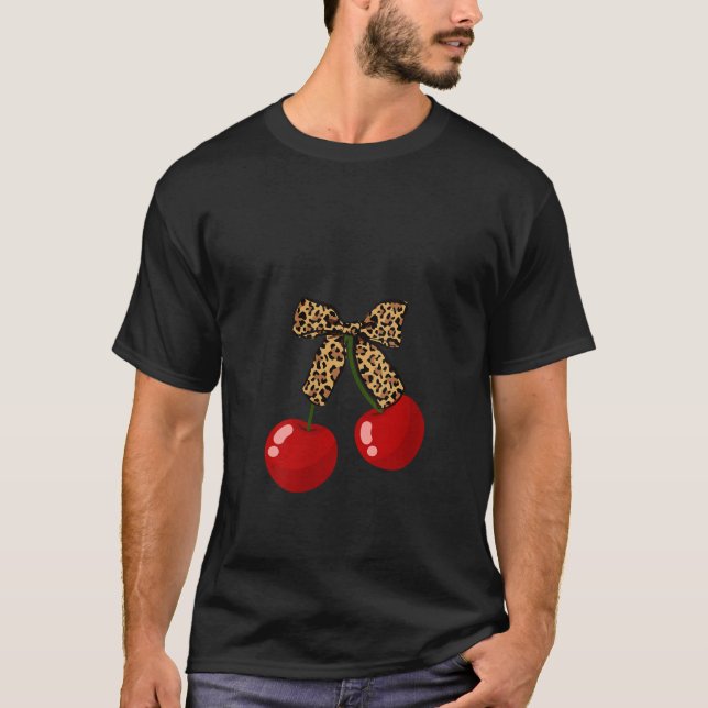 T-shirt Filles Cerises avec léopard coquette arc fille aes (Devant)