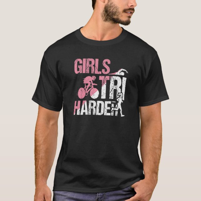 T-shirt Filles cool Tri Harder Triathlon Maman (Devant)