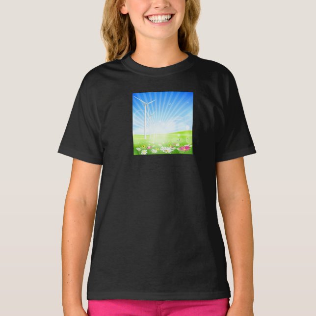 T-shirt filles de la ferme éolien (Devant)