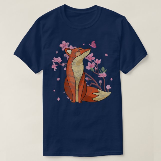 T-shirt Filles De Sakura Cherry Blossom Butterfly Distress (Design devant)