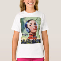 T-shirt filles de science-fiction rétro