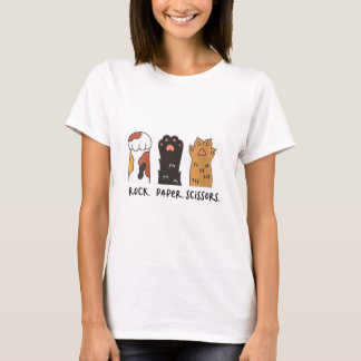 T-shirt Filles Drôle Chat Rock Ciseaux Papier Cute Paquets