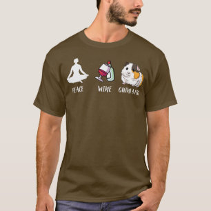 T-shirt Filles Drôle Guinée Pig Don - Paix, Vin Et Mon
