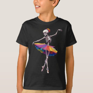 T-shirt Filles Femmes Halloween Danse Squelette Arc-en-cie
