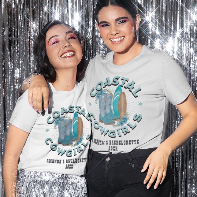 T-shirt Filles-filles côtières personnalisées Fin de semai (Custom Coastal Cowgirls Bachelorette Weekend T-Shirt
)