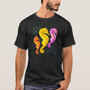 T-shirt Filles Hippocampe Rétro Vintage Poisson Marin