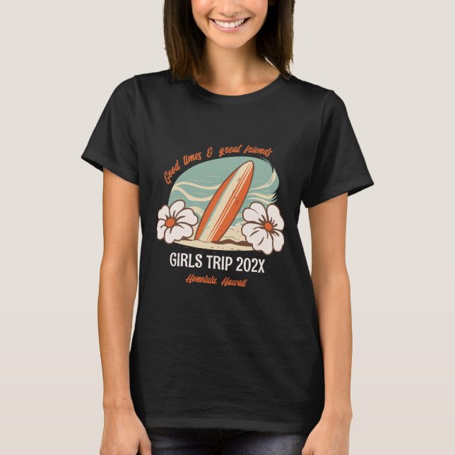 T-shirt Filles jumelées Voyage Retro Floral Hawaii Beach (Devant)