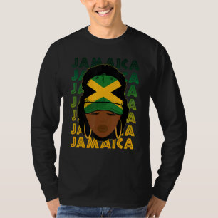 T-shirt Filles Noires Jamaïcaines Drapeau Jamaïcain Cheveu