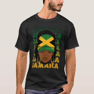 T-shirt Filles noires jamaïcaines Drapeau Jamaïque Cheveux