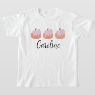 T-shirt Filles Orange En vichy Citrouille Trio Avec Vaches