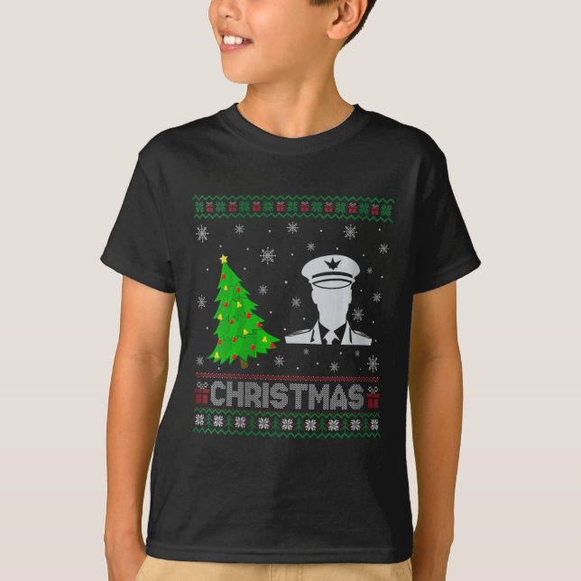 T-shirt Filles Pilote Xmas Arbre Éclairage de Noël moche (Devant)