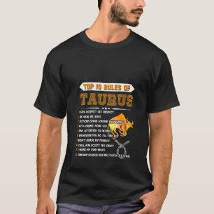 T-shirt Filles Taurus Zodiac Anniversaire Top 10 Règles De