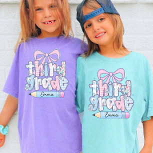 T-shirt Filles Troisième Année Scolaire Enfants Nom