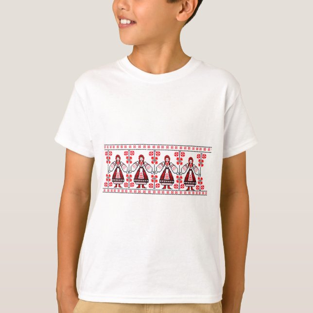 T-shirt Filles ukrainiennes traditionnelles de l'Ukraine (Devant)