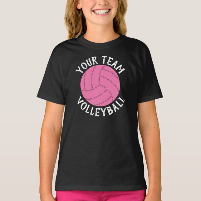 T-shirt Filles Volleyball rose Personnalisé Nom de l'équip (Devant)