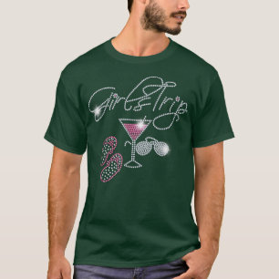 T-shirt Filles Voyage Martini Flip Flops Rhinestone Bling 