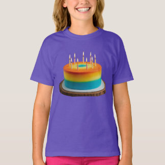 T-shirt Filles's Basic Birthday Cake Fun & Festive Style