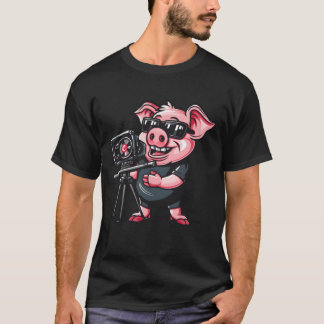 T-shirt Film Director Camera Man Pig funny