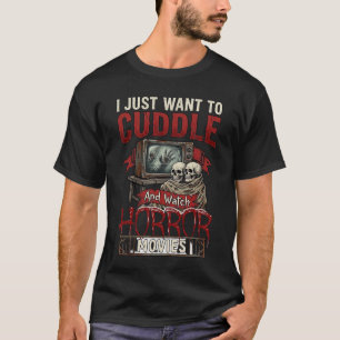T-shirt Films d'horreur câlins Halloween Crânes Rétro Télé