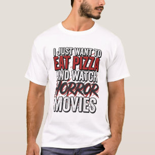 T-shirt Films d'horreur de pizza Typographie vintage Hallo