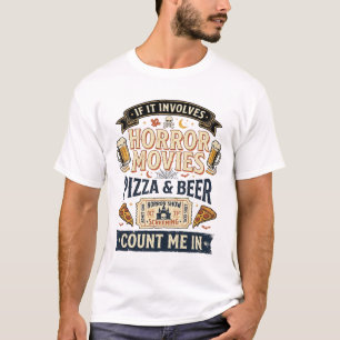 T-shirt Films d'horreur Pizza Bière Drôle Halloween_1