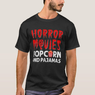 T-shirt Films D'Horreur Popcorn Et Pyjamas Éffrayant Horre