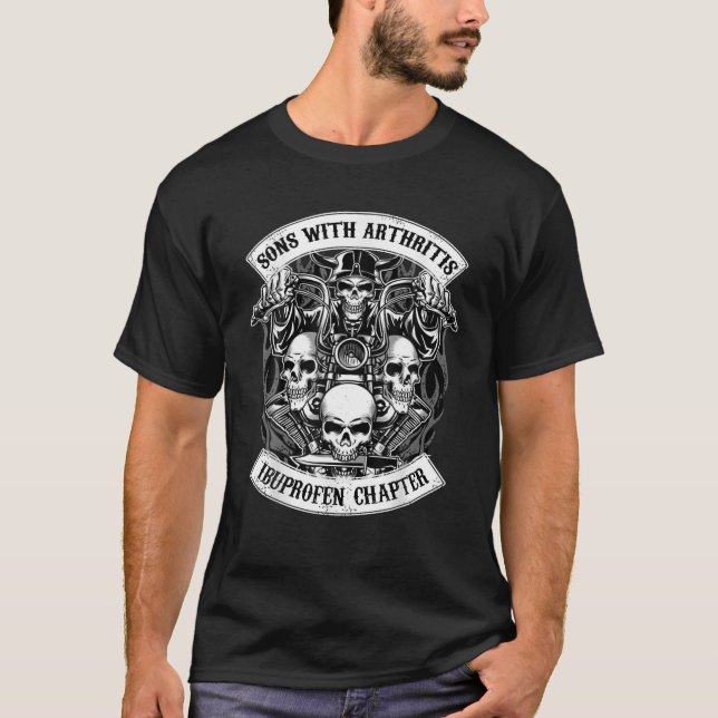 T-shirt Fils Avec Arthrite Ibuprofène Chapitre Funny Biker (Devant)