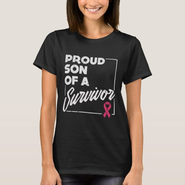T-shirt Fils De Survivant Cancer Du Sein Cadeau De Soutien (Devant)