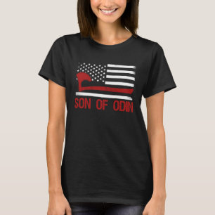 T-shirt Fils D'Odin Valhalla Drapeau Viking Américain Nord
