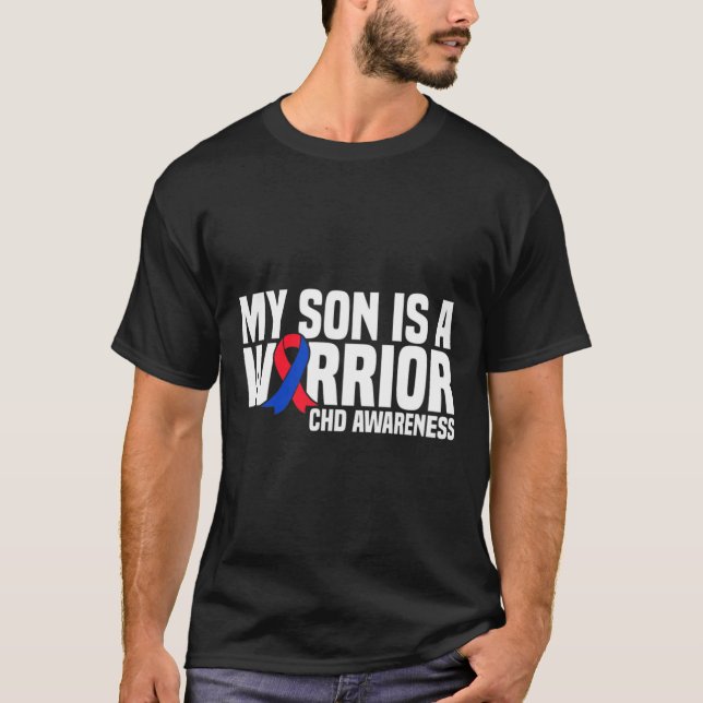 T-shirt Fils Est Un Guerrier Chd Maladie Coeur Congénitale (Devant)