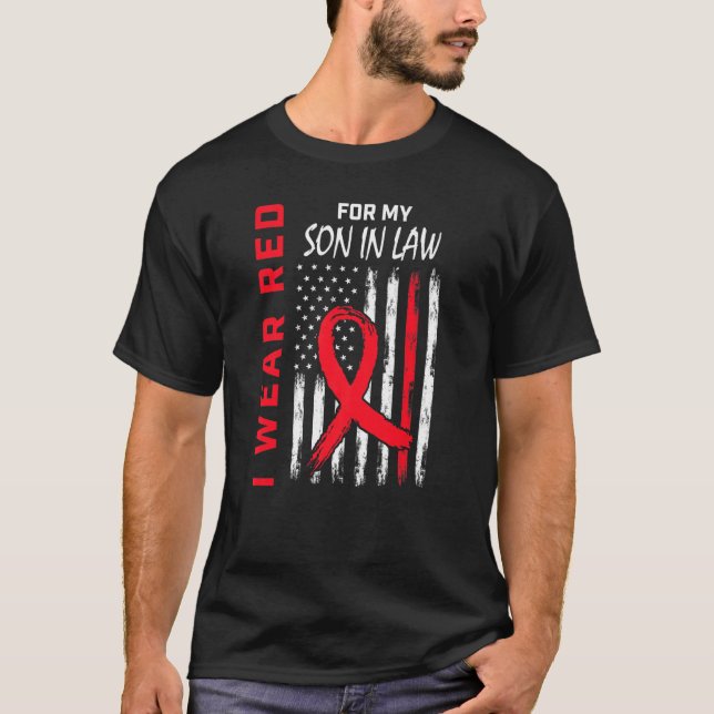T-shirt Fils rouge en droit Maladie cardiaque drapeau de s (Devant)