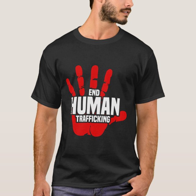 T-shirt Fin de la traite des êtres humains empreinte rouge (Devant)