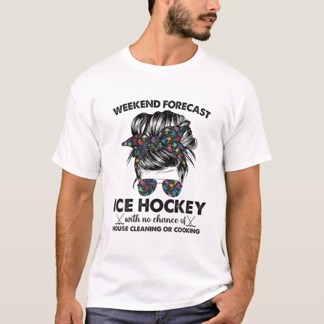 T-shirt Fin De Semaine Prévision Hockey Sur Glace Sans Auc (Devant)